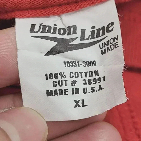 Vitage UAW Local 1186 Union Line XL Red T-Shirt Graphic Skull Wing 20PT - Picture 4 of 7